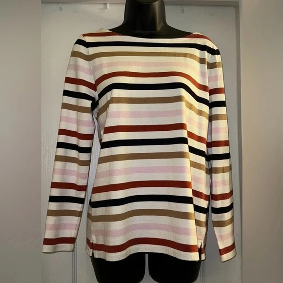 Talbots Rose Stripped Long Sleeve Tee - Picture 2 of 8
